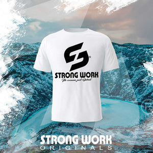 STRONG WORK SPORTSWEAR - STRONG WORK SHORT SLEEVE T-SHIRT IN ORGANIC COTTON "DO NOT ASK ME IF I'M TIRED BUT IF I'M DONE" FOR WOMEN