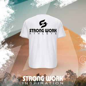 STRONG WORK SPORTSWEAR - STRONG WORK SHORT SLEEVE T-SHIRT IN ORGANIC COTTON "ATHLETE" FOR MEN - SUSTAINABLE GYM WEAR - ORGANIC SPORTSWEAR - BACK VIEW