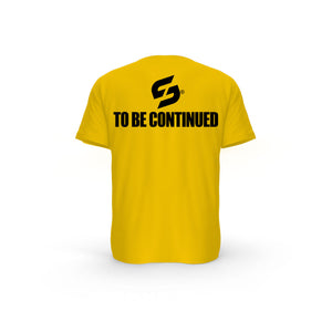 STRONG WORK SHORT SLEEVE T-SHIRT IN ORGANIC COTTON "TO BE CONTINUED" FOR MEN - SPECTRA YELLOW BACK VIEW