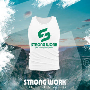 STRONG WORK ORIGINALS GREEN EDITION ORGANIC COTTON TANK TOP FOR MEN - WHITE - SUSTAINABLE SPORTSWEAR
