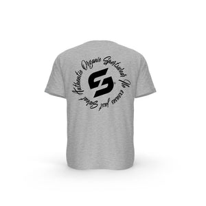 Strong Work Inspiration Authentic organic cotton short sleeve T-shirt for men - HEATHER GREY BACK VIEW