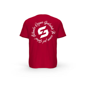 Strong Work Inspiration Authentic organic cotton short sleeve T-shirt for women - RED BACK VIEW