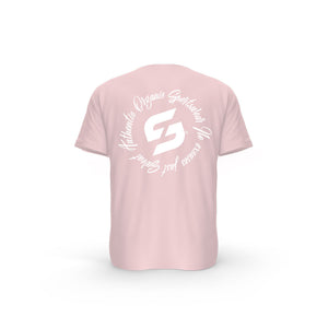 Strong Work Inspiration Authentic organic cotton short sleeve T-shirt for women - COTTON PINK BACK VIEW