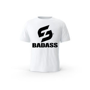 STRONG WORK SHORT SLEEVE T-SHIRT IN ORGANIC COTTON "BADASS" FOR WOMEN - WHITE
