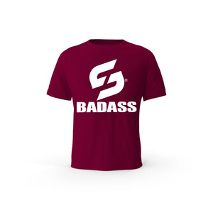 STRONG WORK SHORT SLEEVE T-SHIRT IN ORGANIC COTTON "BADASS" FOR MEN - BURGUNDY