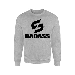 STRONG WORK SWEATSHIRT IN ORGANIC COTTON "BADASS" FOR WOMEN - GREY