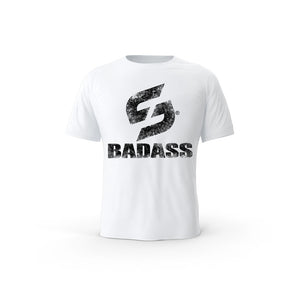 STRONG WORK SHORT SLEEVE T-SHIRT IN ORGANIC COTTON "GRUNGE/BADASS" FOR MEN - WHITE