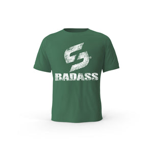STRONG WORK SHORT SLEEVE T-SHIRT IN ORGANIC COTTON "GRUNGE/BADASS" FOR MEN - BOTTLE GREEN