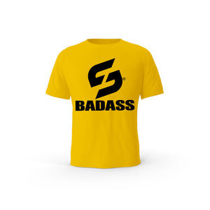 STRONG WORK SHORT SLEEVE T-SHIRT IN ORGANIC COTTON "BADASS" FOR MEN - SPECTRA YELLLOW