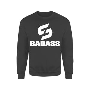 STRONG WORK SWEATSHIRT IN ORGANIC COTTON "BADASS" FOR MEN - BLACK