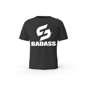 STRONG WORK SHORT SLEEVE T-SHIRT IN ORGANIC COTTON "BADASS" FOR MEN - BLACK