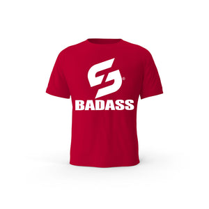 STRONG WORK SHORT SLEEVE T-SHIRT IN ORGANIC COTTON "BADASS" FOR MEN - RED