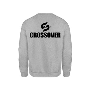 STRONG WORK SWEATSHIRT IN ORGANIC COTTON "CROSSOVER" FOR WOMEN - HEATHER GREY BACK VIEW