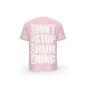STRONG WORK SHORT SLEEVE T-SHIRT IN ORGANIC COTTON "GRUNGE/DON'T STOP RUNNING" FOR MEN - COTTON PINK BACK VIEW