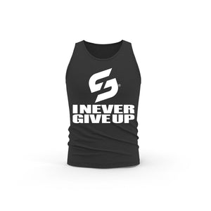 STRONG WORK TANK TOP IN ORGANIC COTTON "I NEVER GIVE UP" FOR WOMEN - BLACK
