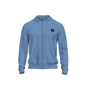 sweat-shirt à capuche zippé bleu moyen chiné strong work New Classic pour Femme