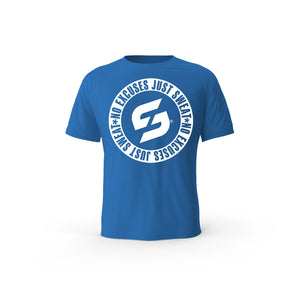 Strong Work No excuses just sweat Black Edition organic cotton short sleeve T-shirt for men - ROYAL BLUE