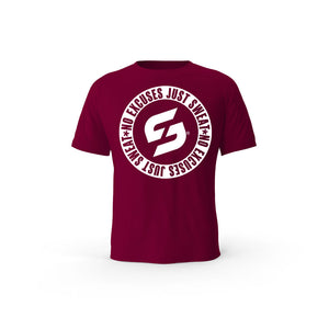 Strong Work No excuses just sweat Black Edition organic cotton short sleeve T-shirt for women - BURGUNDY