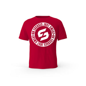 Strong Work No excuses just sweat Black Edition organic cotton short sleeve T-shirt for women - RED