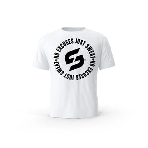 Strong Work No excuses just Sweat organic cotton short sleeve T-shirt for women - WHITE