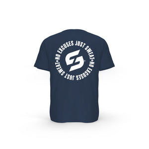 Strong Work Inspiration No excuses just Sweat organic cotton short sleeve T-shirt for women - FRENCH NAVY BACK VIEW