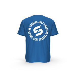 Strong Work Inspiration No excuses just Sweat organic cotton short sleeve T-shirt for women - ROYAL BLUE BACK VIEW