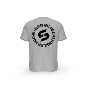 Strong Work Inspiration No excuses just Sweat organic cotton short sleeve T-shirt for women - HEATHER GREY BACK VIEW