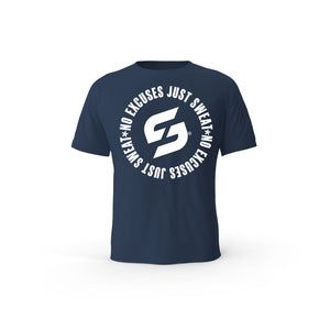 Strong Work No excuses just Sweat organic cotton short sleeve T-shirt for men - FRENCH NAVY