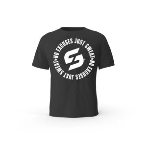 Strong Work No excuses just Sweat organic cotton short sleeve T-shirt for men - BLACK