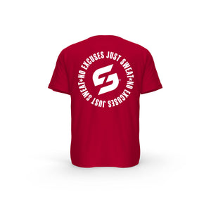 Strong Work Inspiration No excuses just Sweat organic cotton short sleeve T-shirt for men - RED BACK VIEW