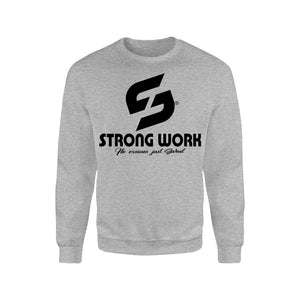 STRONG WORK SWEATSHIRT IN ORGANIC COTTON "I DON'T HAVE TIME FOR REGRETS JUST FOR WORKOUT" FOR WOMEN - HEATHER GREY