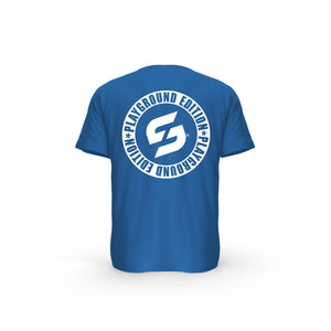 Strong Work Inspiration No excuses just Sweat Black Edition organic cotton short sleeve T-shirt for men - ROYAL BLUE BACK VIEW