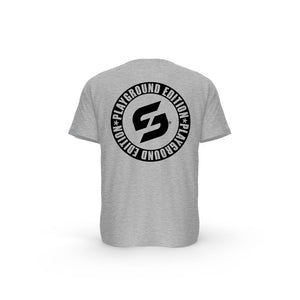 Strong Work Inspiration No excuses just Sweat Black Edition organic cotton short sleeve T-shirt for women - HEATHER GREY BACK VIEW