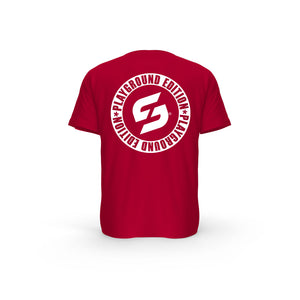 Strong Work Inspiration No excuses just Sweat Black Edition organic cotton short sleeve T-shirt for women - RED BACK VIEW