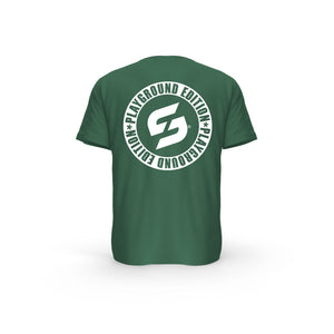 Strong Work Inspiration No excuses just Sweat Black Edition organic cotton short sleeve T-shirt for women - BOTTLE GREEN BACK VIEW