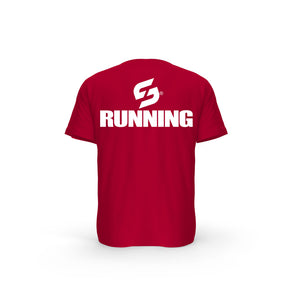 STRONG WORK SHORT SLEEVE T-SHIRT IN ORGANIC COTTON "RUNNING" FOR WOMEN - RED BACK VIEW