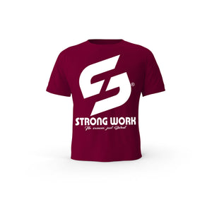 Strong Work Sensation organic cotton short sleeve T-shirt for men - BURGUNDY