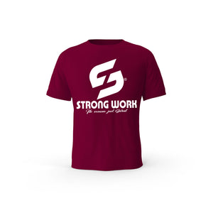 STRONG WORK SHORT SLEEVE T-SHIRT IN ORGANIC COTTON "I'M NOT LUCKY I JUST WORK HARD" FOR MEN - BURGUNDY