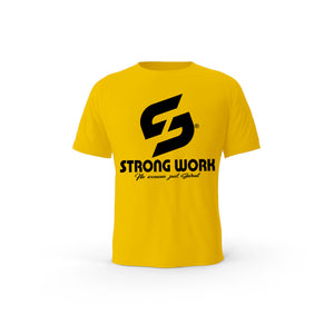 Strong Work Inspiration No excuses just Sweat Black Edition organic cotton short sleeve T-shirt for women - SPECTRA YELLOW