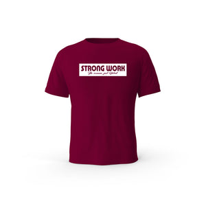 Strong Work Tenacity organic cotton short sleeve T-shirt for men - BURGUNDY
