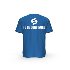 STRONG WORK SHORT SLEEVE T-SHIRT IN ORGANIC COTTON "TO BE CONTINUED" FOR MEN - ROYAL BLUE BACK VIEW