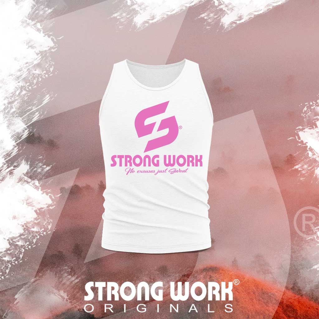STRONG WORK ORIGINALS PINK EDITION ORGANIC COTTON TANK TOP FOR MEN - STRONG WORK SPORTSWEAR