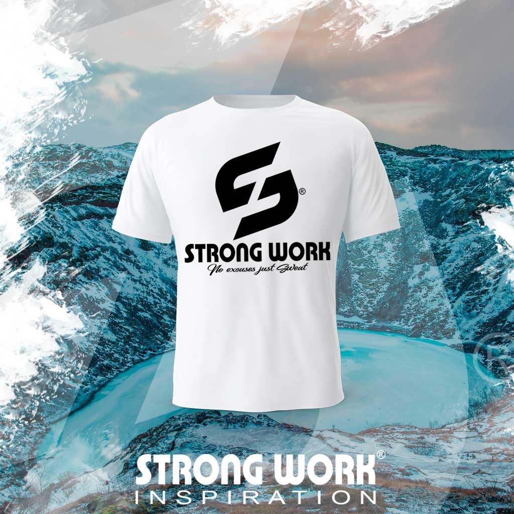 STRONG WORK SPORTSWEAR - STRONG WORK SHORT SLEEVE T-SHIRT IN ORGANIC COTTON "DO NOT ASK ME IF I'M TIRED BUT IF I'M DONE" FOR MEN