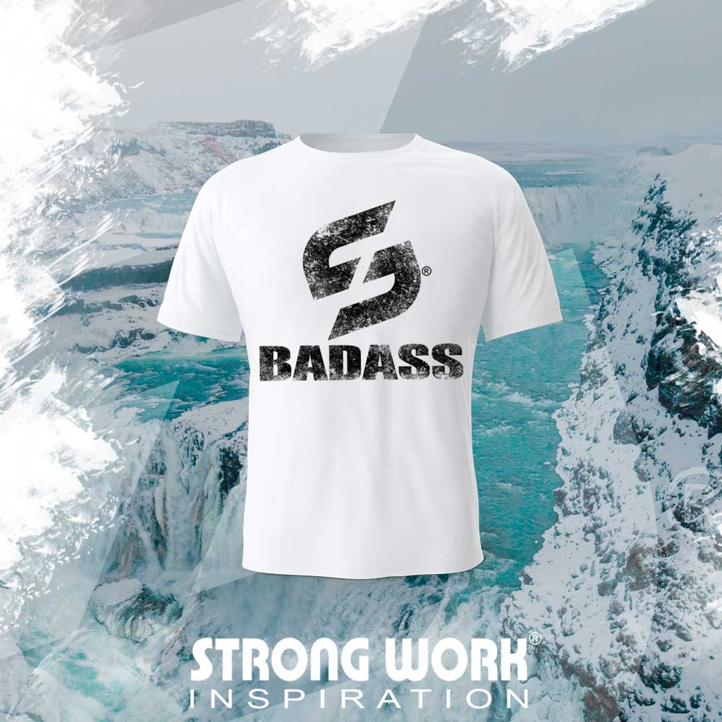 STRONG WORK SPORTSWEAR - STRONG WORK SHORT SLEEVE T-SHIRT IN ORGANIC COTTON "GRUNGE/BADASS" FOR MEN