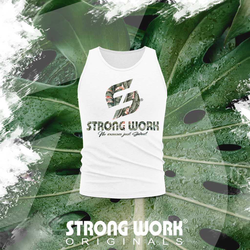 STRONG WORK GREEN LEAF EDITION ORGANIC COTTON TANK TOP FOR MEN - ORGANIC SPORTSWEAR