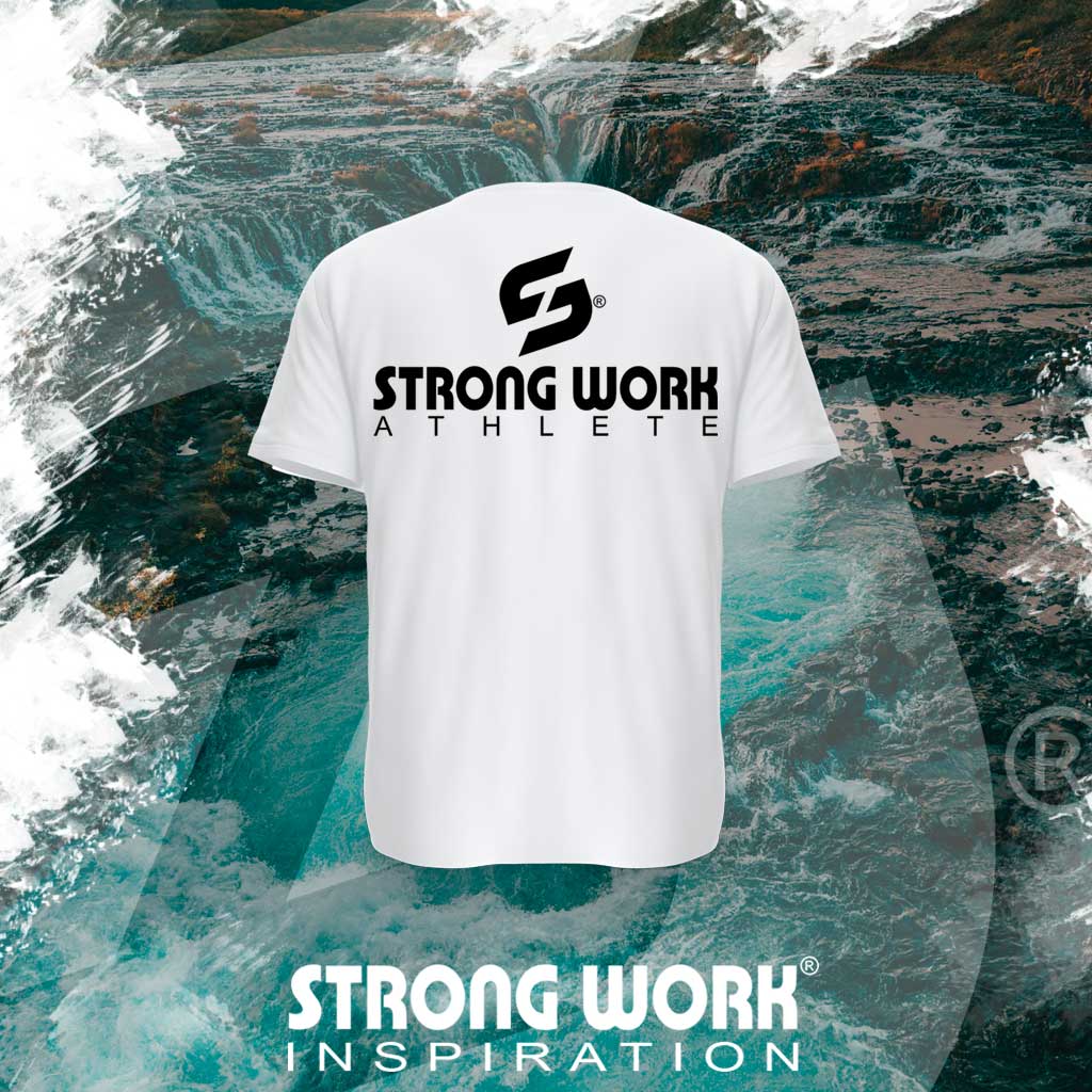 STRONG WORK SPORTSWEAR - STRONG WORK SHORT SLEEVE T-SHIRT IN ORGANIC COTTON "ATHLETE" FOR WOMEN - BACK VIEW