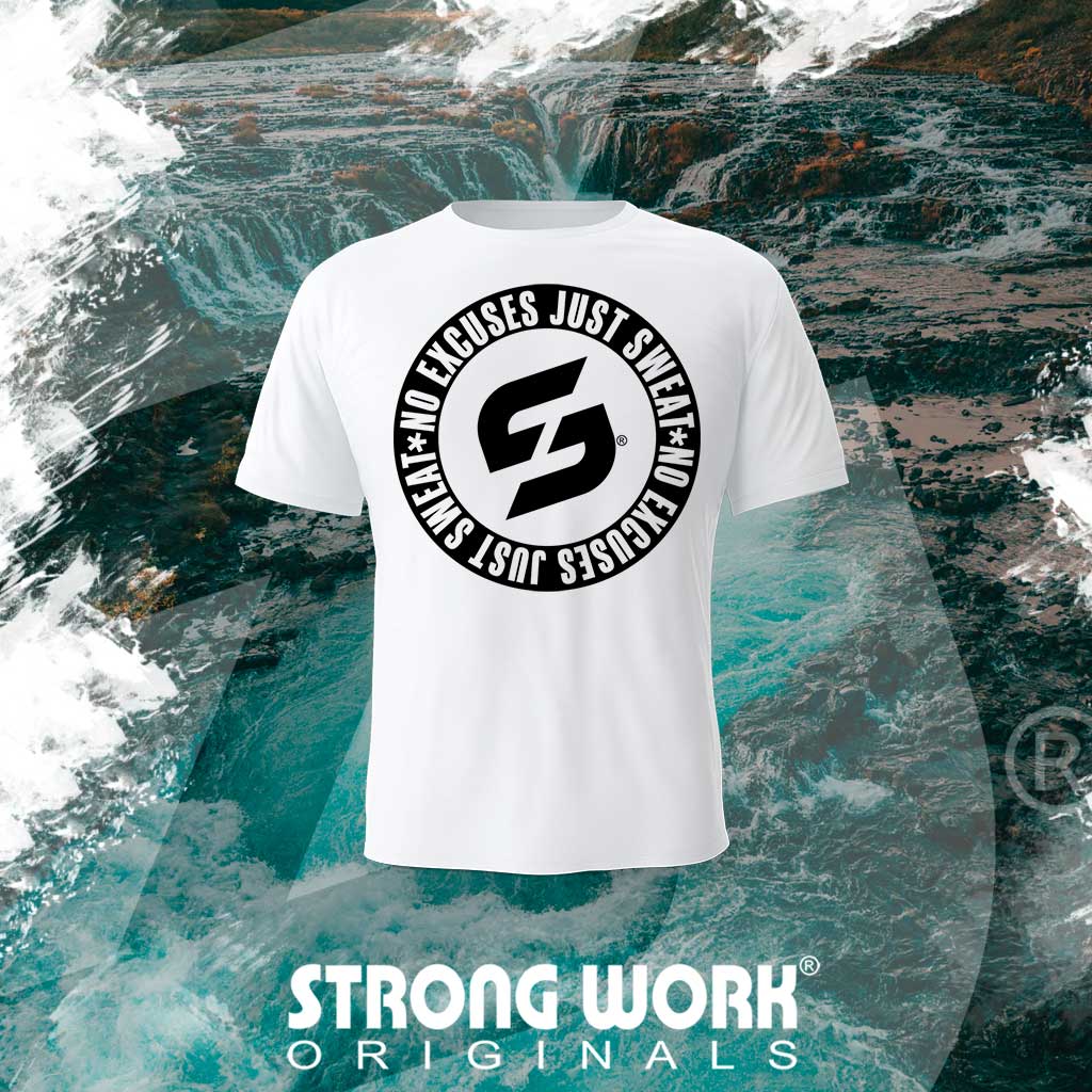 STRONG WORK SPORTSWEAR - Strong Work No excuses just sweat Black Edition organic cotton short sleeve T-shirt for men