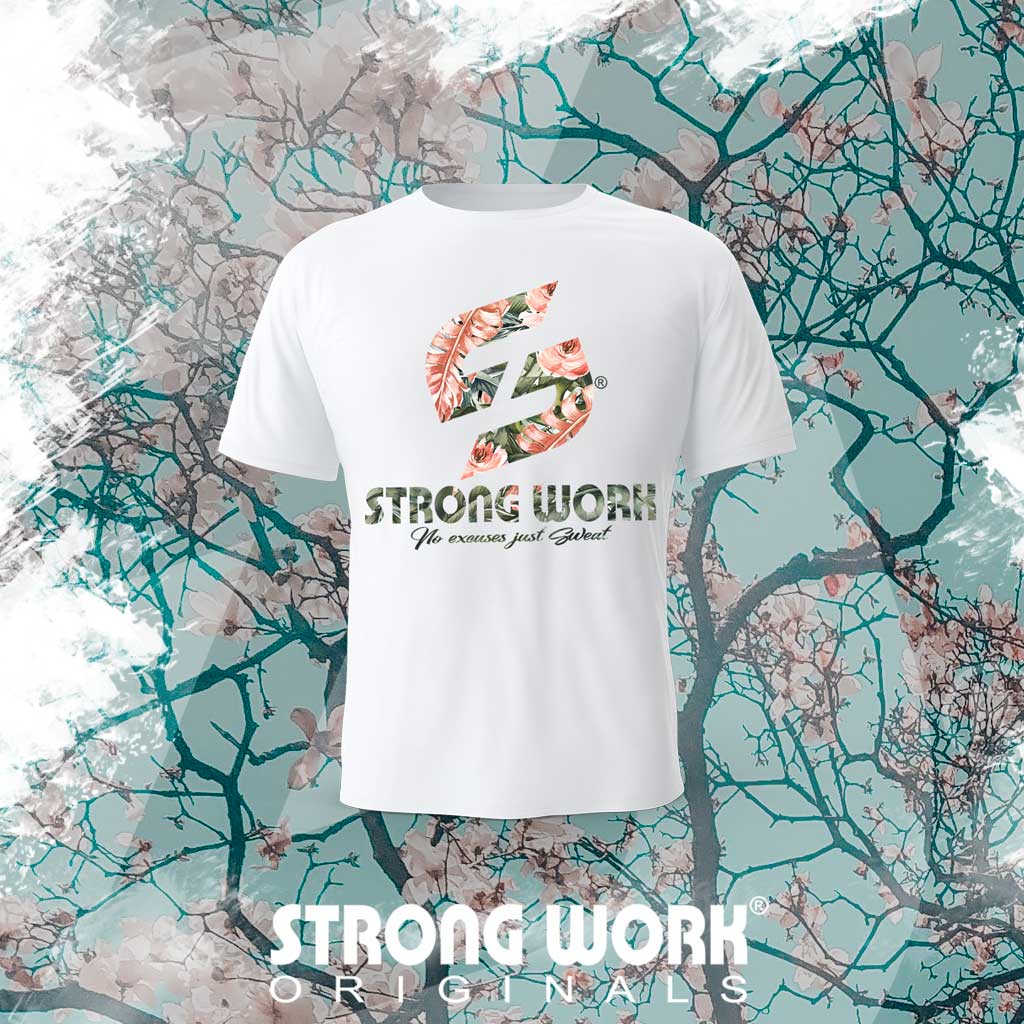 Strong Work Flowers Edition organic cotton T-shirt for men - ORGANIC SPORTSWEAR
