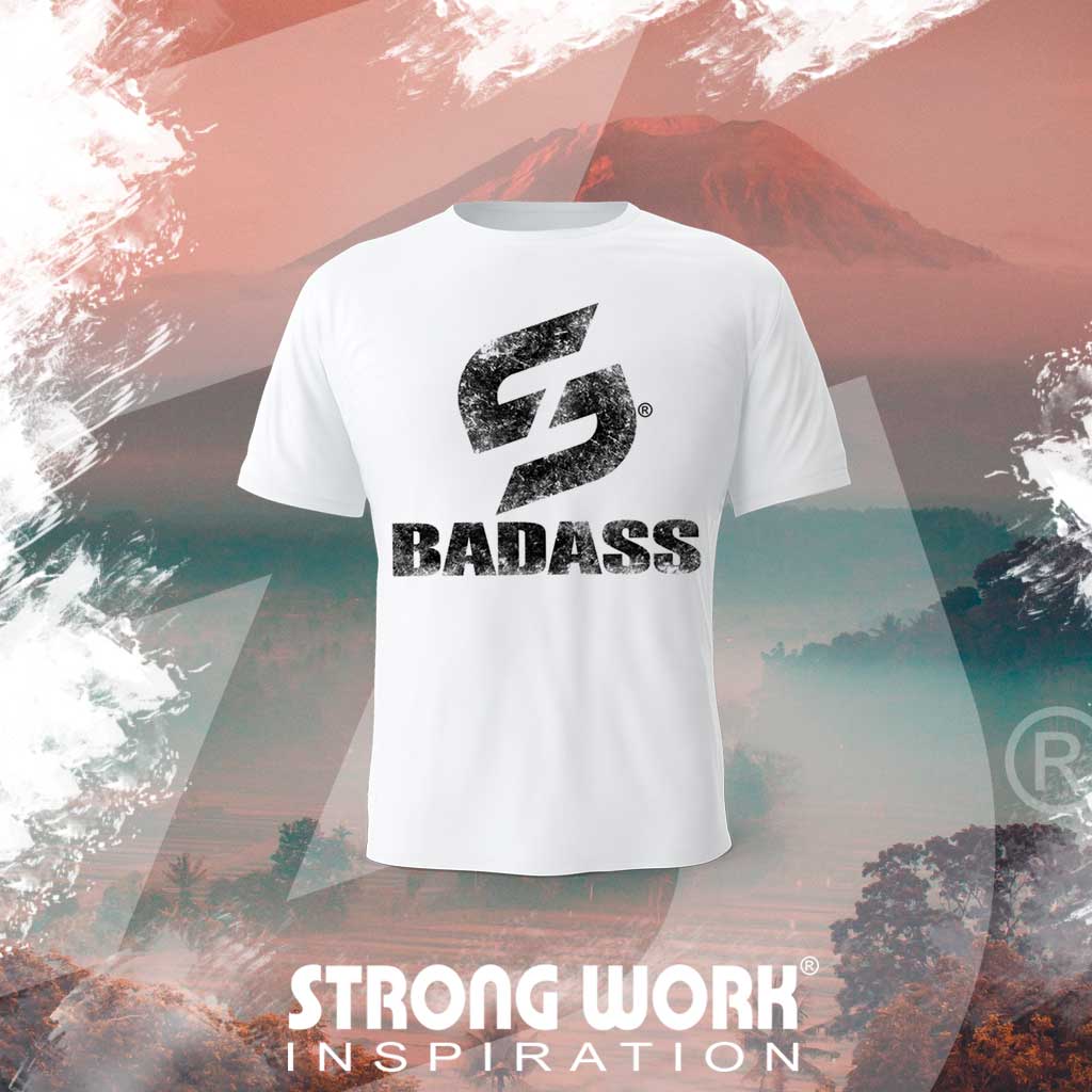 STRONG WORK SPORTSWEAR - STRONG WORK SHORT SLEEVE T-SHIRT IN ORGANIC COTTON "GRUNGE/BADASS" FOR WOMEN