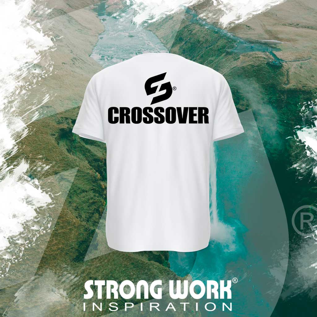 STRONG WORK SPORTSWEAR - STRONG WORK SHORT SLEEVE T-SHIRT IN ORGANIC COTTON "CROSSOVER" FOR MEN - BACK VIEW